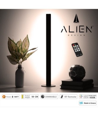 GloboStar® ALIEN-DIVA-BLACK-50-2 ALIEN Design DIVA Μοντέρνο Minimal Nordic Μεταλλικό Φωτιστικό Επιτραπέζιο - Πορτατίφ - Λαμπατέρ Μαύρο LED 8W 1040lm με Ασύρματο Χειριστήριο RF & Dimmer IP20 Φυσικό Λευκό 4500K Μ3 x Π1.6 x Υ50cm